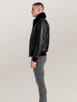 Men's Black US Navy Sheepskin G-1 Flight Leather Jacket