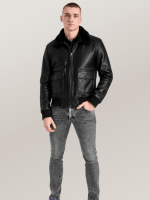 Men's Black US Navy Sheepskin G-1 Flight Leather Jacket