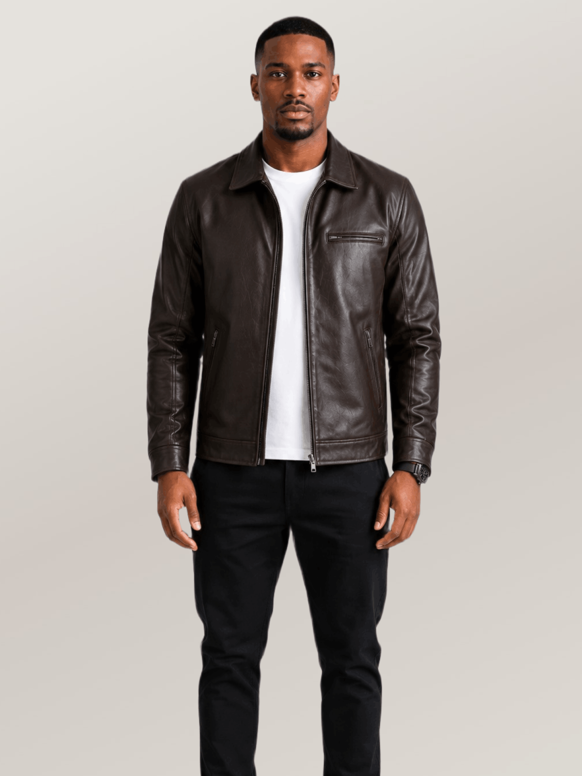 Men's Brown Open Road Moto Leather Jacket