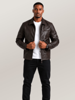 Men's Brown Open Road Moto Leather Jacket