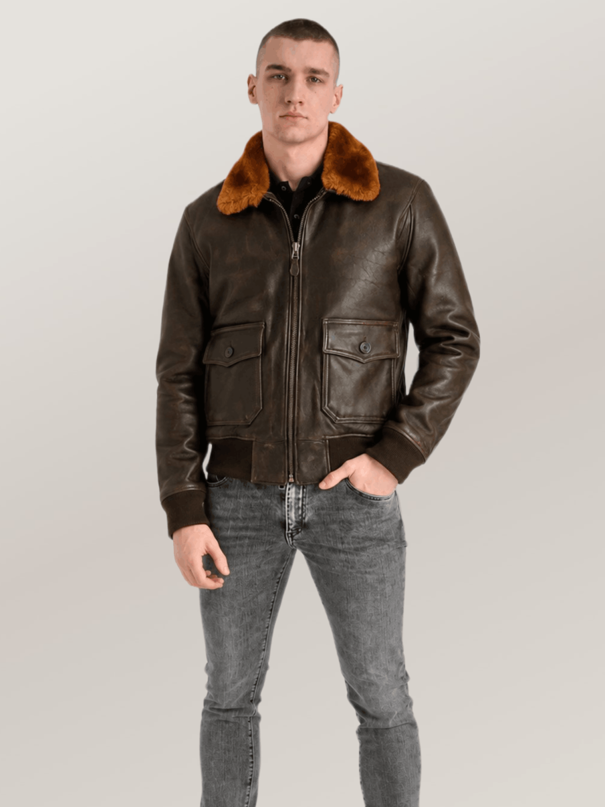 Men's US Navy Sheepskin G-1 Flight Leather Jacket