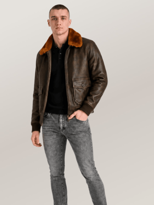 Men's US Navy Sheepskin G-1 Flight Leather Jacket