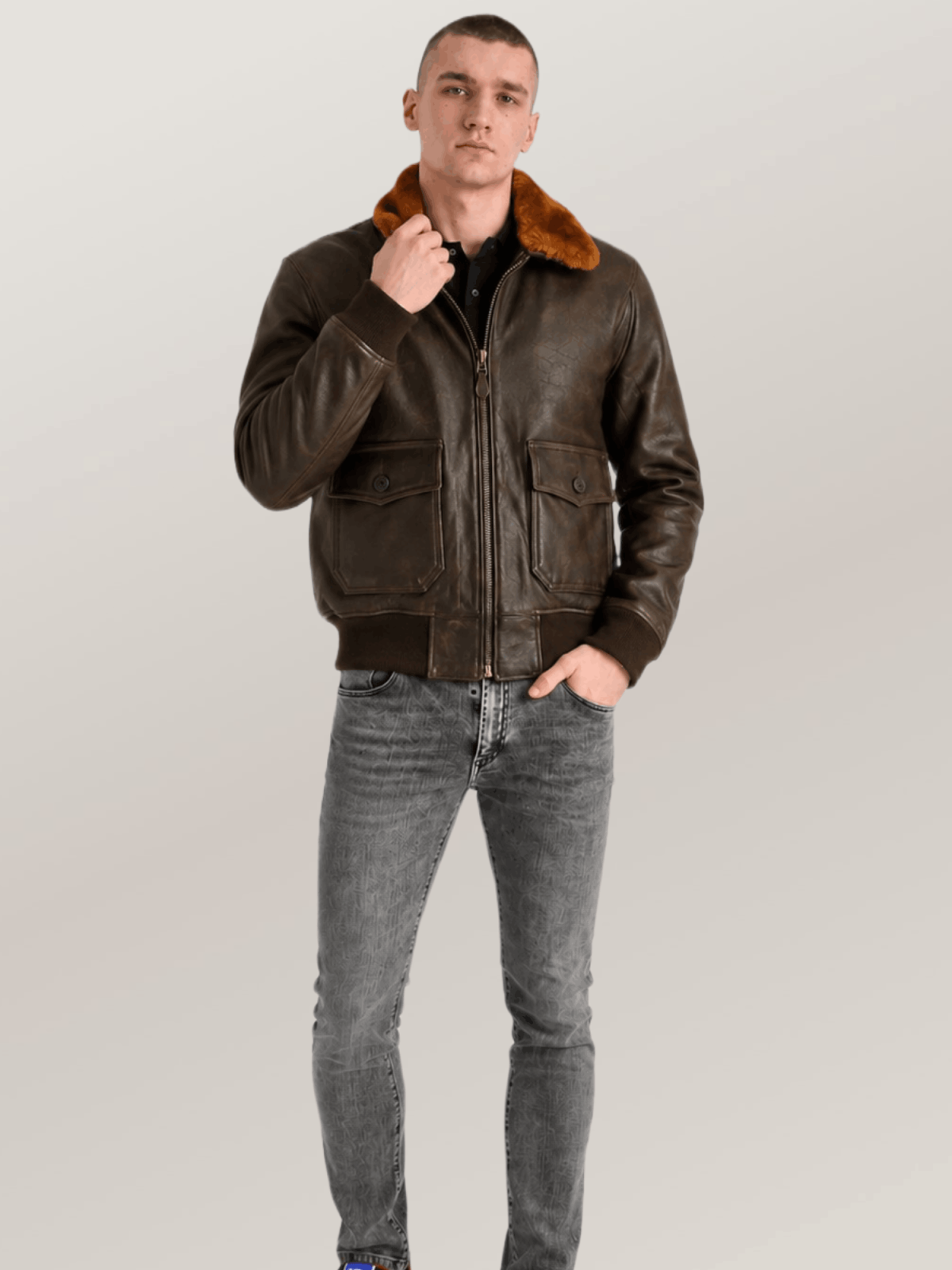 Men's US Navy Sheepskin G-1 Flight Leather Jacket