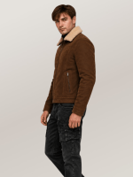 Men's Brown Shearling Fur Suede Leather Jacket