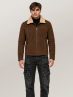 Men's Brown Shearling Fur Suede Leather Jacket