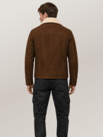 Men's Brown Shearling Fur Suede Leather Jacket