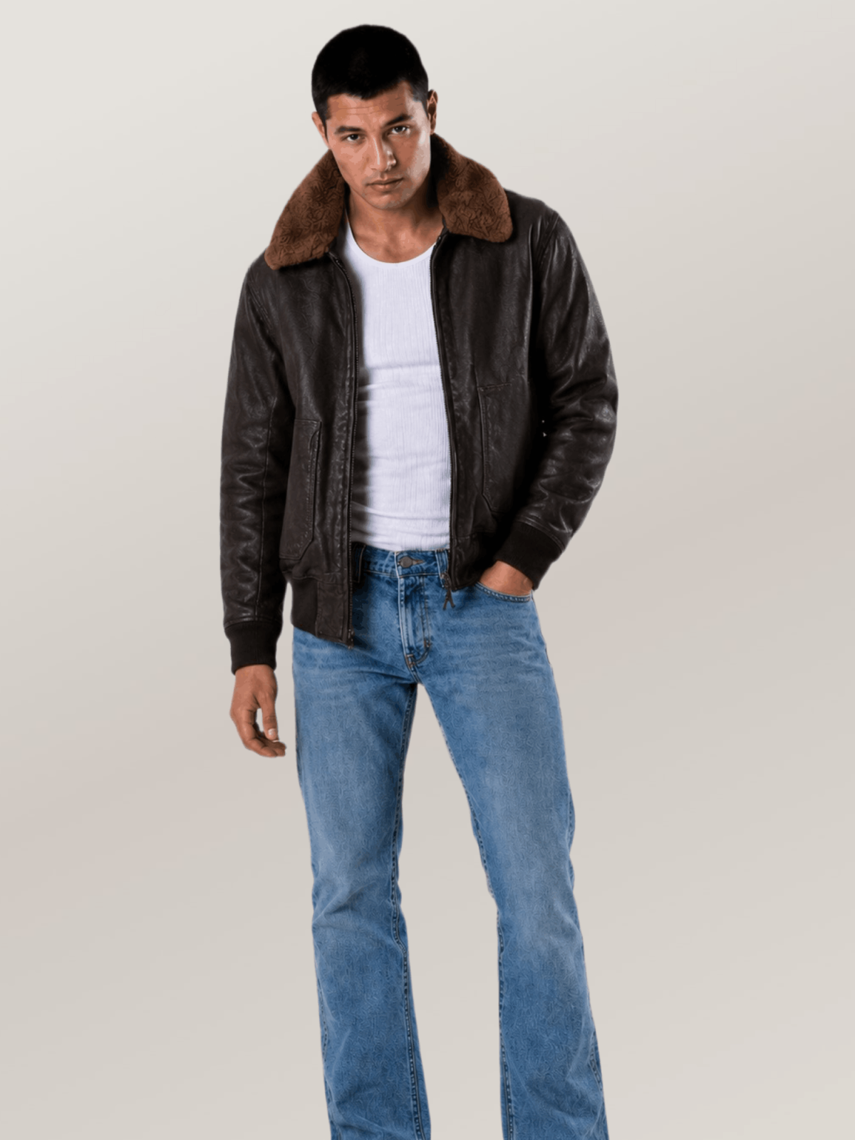 Men's Brown Classic Naval Aviator's Mission Flight Leather Jacket