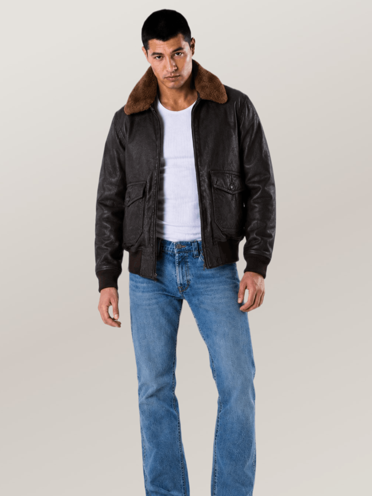 Men's Brown Classic Naval Aviator's Mission Flight Leather Jacket