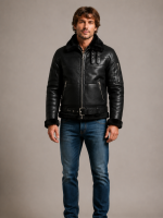 Men's Aviator B16 Sheepskin Black Shearling Jacket