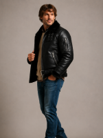 Men's Aviator B16 Sheepskin Black Shearling Jacket