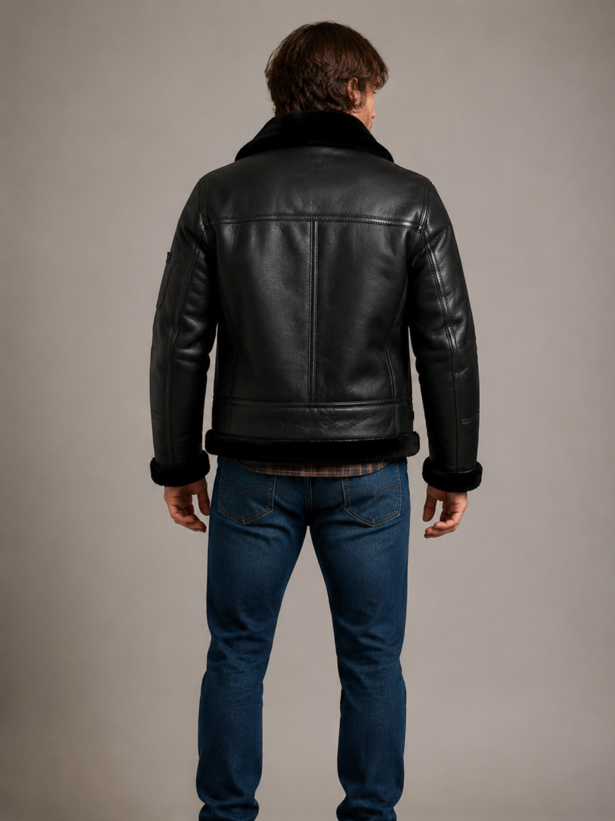 Men's Aviator B16 Sheepskin Black Shearling Jacket