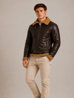 Men's B3 Flying Aviator Pilot Shearling Brown Jacket