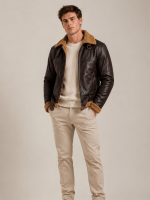 Men's B3 Flying Aviator Pilot Shearling Brown Jacket