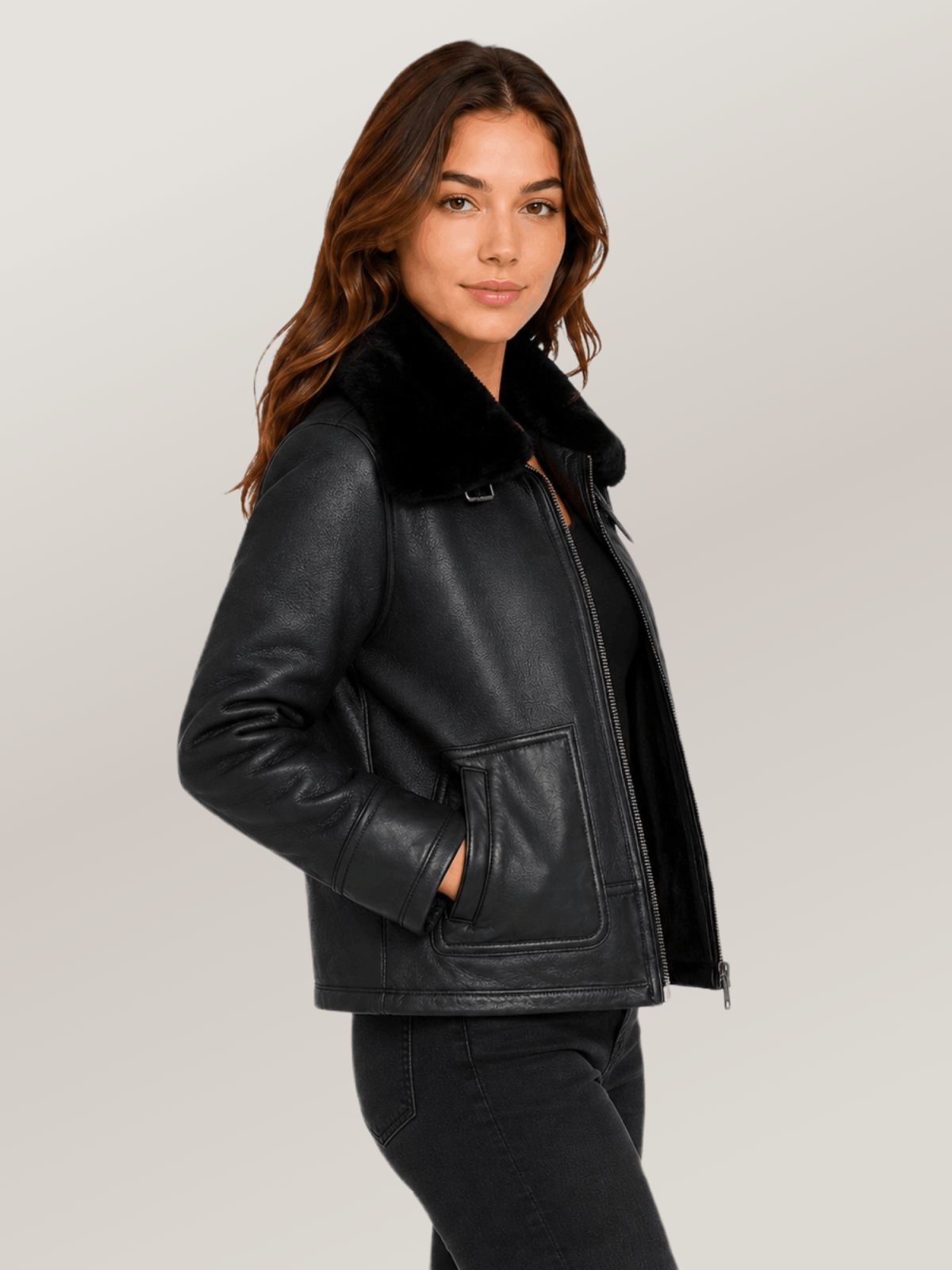 Women's Bailey Cropped Sheepskin Leather Jacket