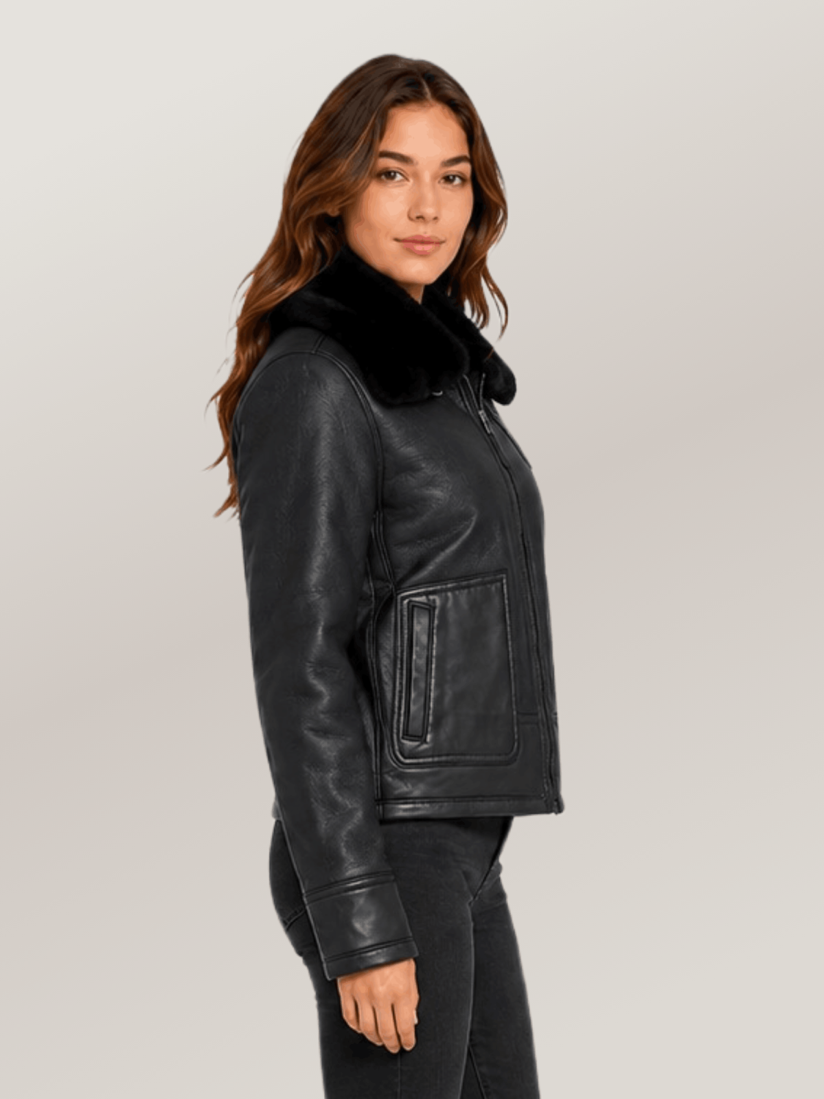 Women's Bailey Cropped Sheepskin Leather Jacket