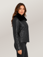 Women's Bailey Cropped Sheepskin Leather Jacket