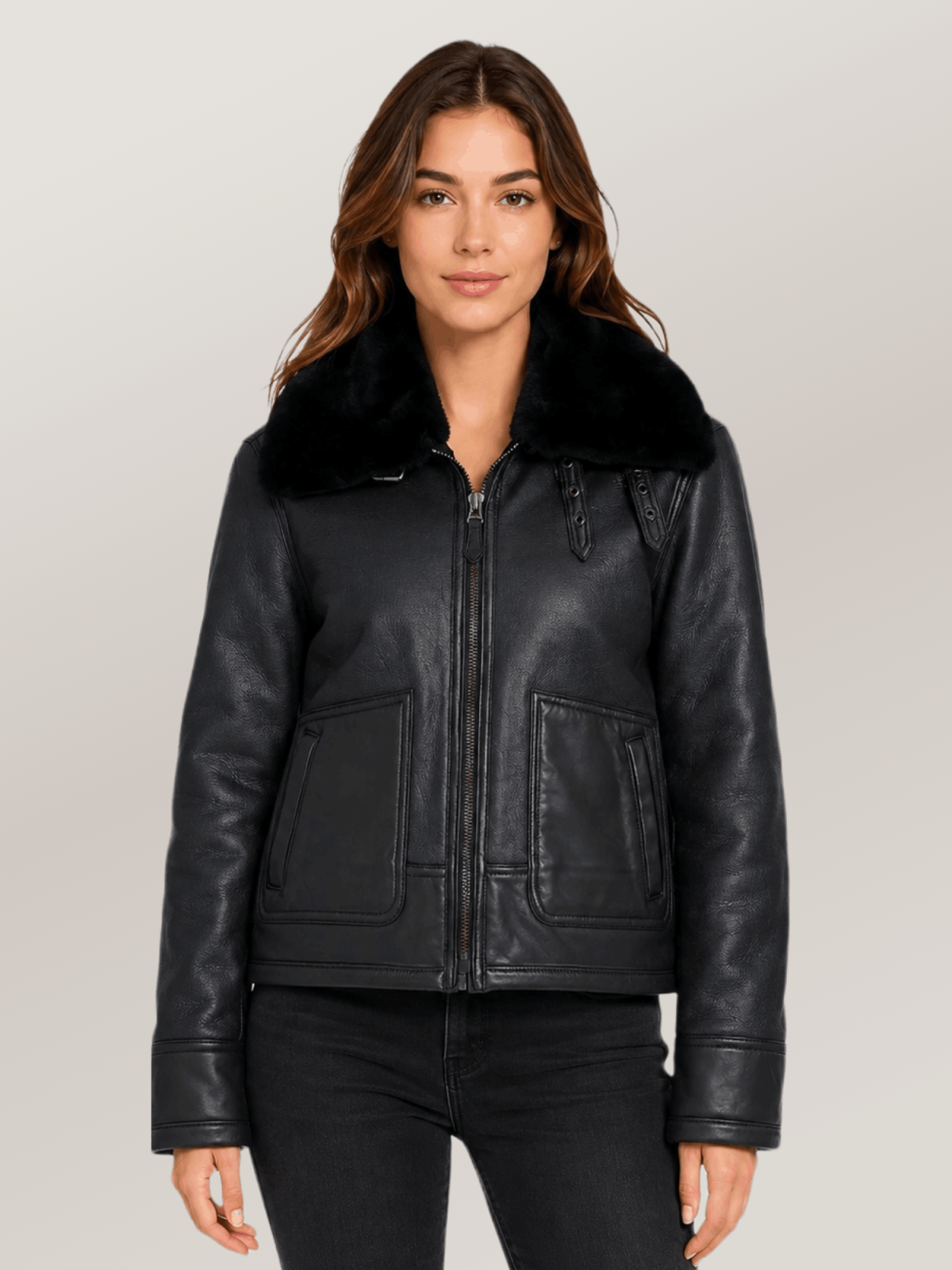 Women's Bailey Cropped Sheepskin Leather Jacket