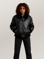 Women's Black B-3 Bomber Leather Jacket