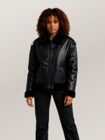 Women's Black B-3 Bomber Leather Jacket