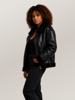Women's Black B-3 Bomber Leather Jacket