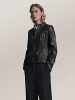 Women's Black Caitlin Leather Scuba Jacket