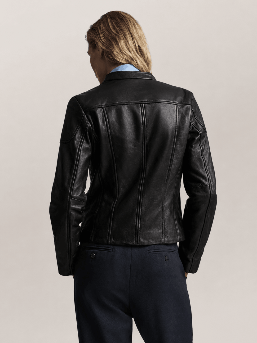 Women's Black Caitlin Leather Scuba Jacket