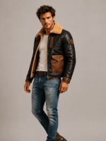 Men's F-35 Aviator Chocolate Sheepskin Jacket