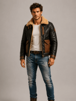 Men's F-35 Aviator Chocolate Sheepskin Jacket