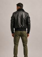 Men's Black Flight Bomber Leather Jacket