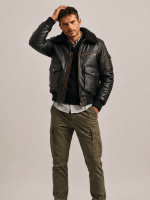 Men's Black Flight Bomber Leather Jacket