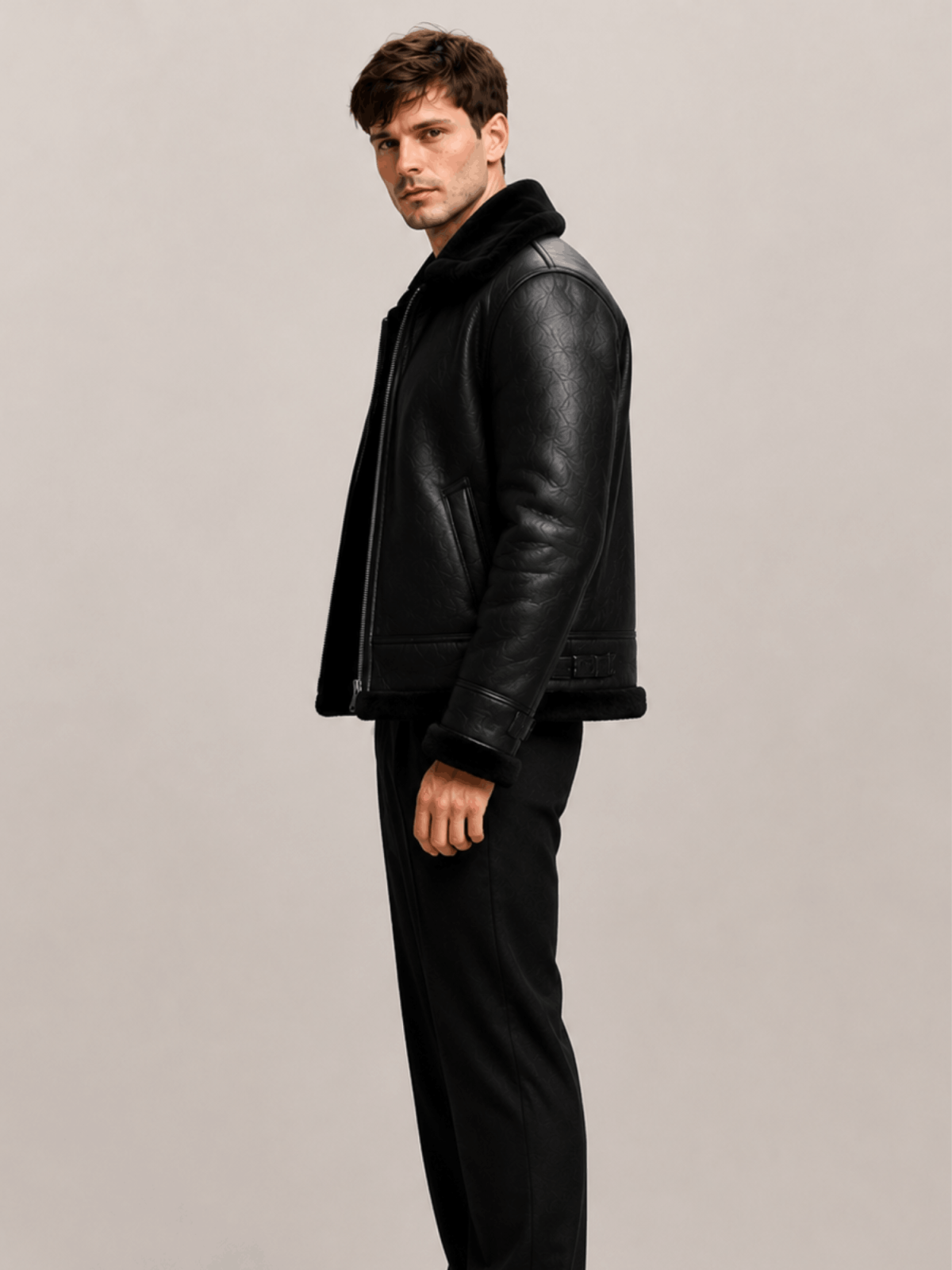 Men's Aviator B3 Black Shearling Sheepskin Leather Jacket