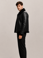 Men's Aviator B3 Black Shearling Sheepskin Leather Jacket
