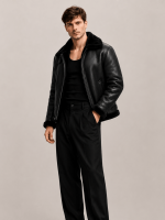 Men's Aviator B3 Black Shearling Sheepskin Leather Jacket
