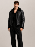 Men's Aviator B3 Black Shearling Sheepskin Leather Jacket