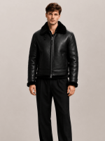 Men's Aviator B3 Black Shearling Sheepskin Leather Jacket