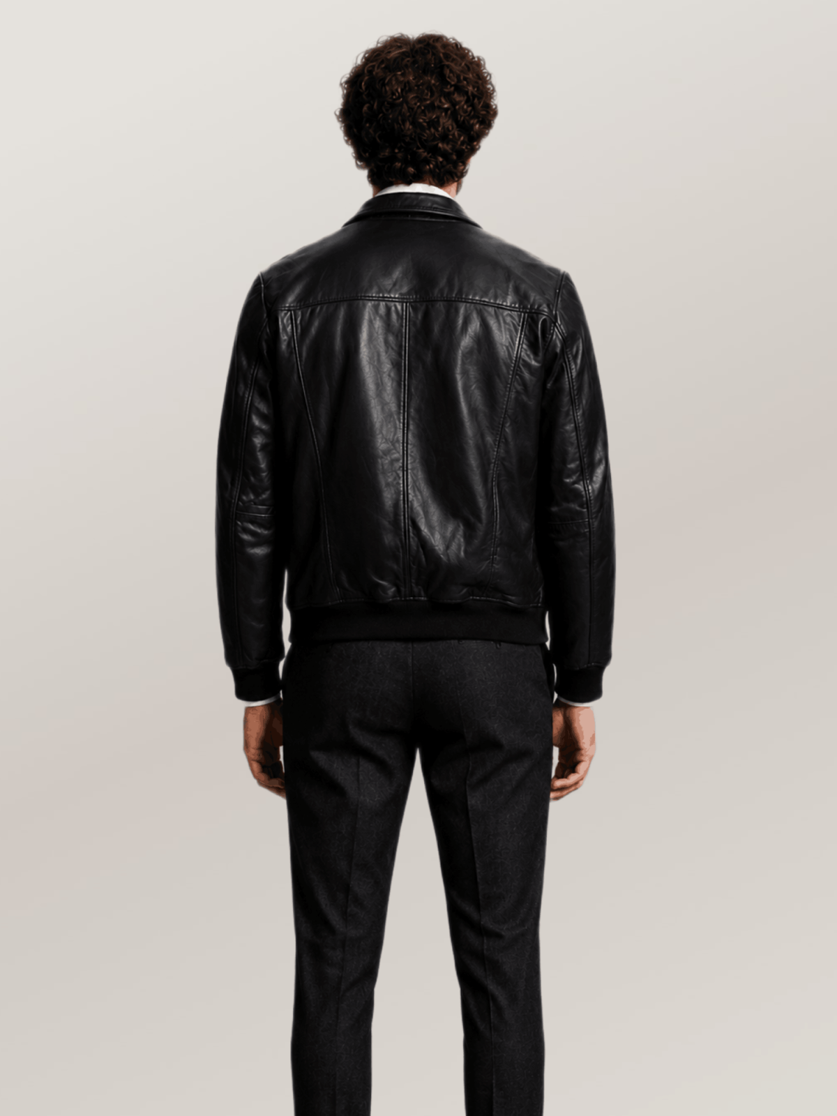 Men's Black Maverick Leather Bomber Jacket