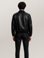 Men's Black Maverick Leather Bomber Jacket