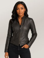 Women's Cafe Racer Motocross Leather Jacket
