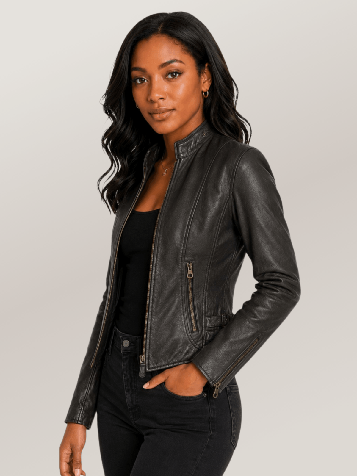 Women's Cafe Racer Motocross Leather Jacket