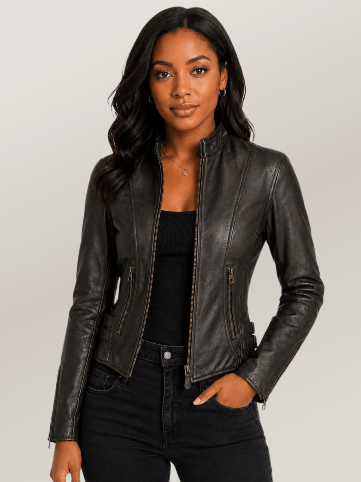 Women's Cafe Racer Motocross Leather Jacket