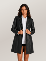 Women's Nora Button Down Leather Trench Coat