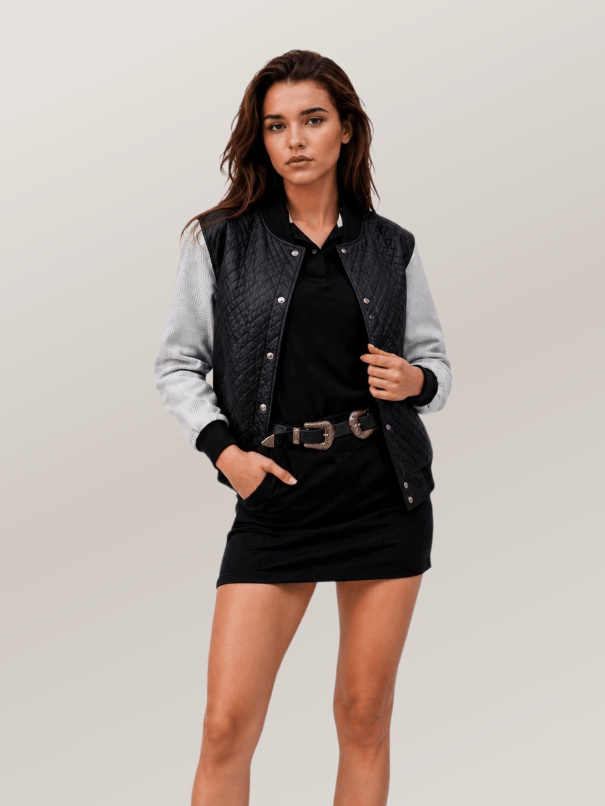 Women's Lucky Strike Bomber Sheepskin Leather Jacket