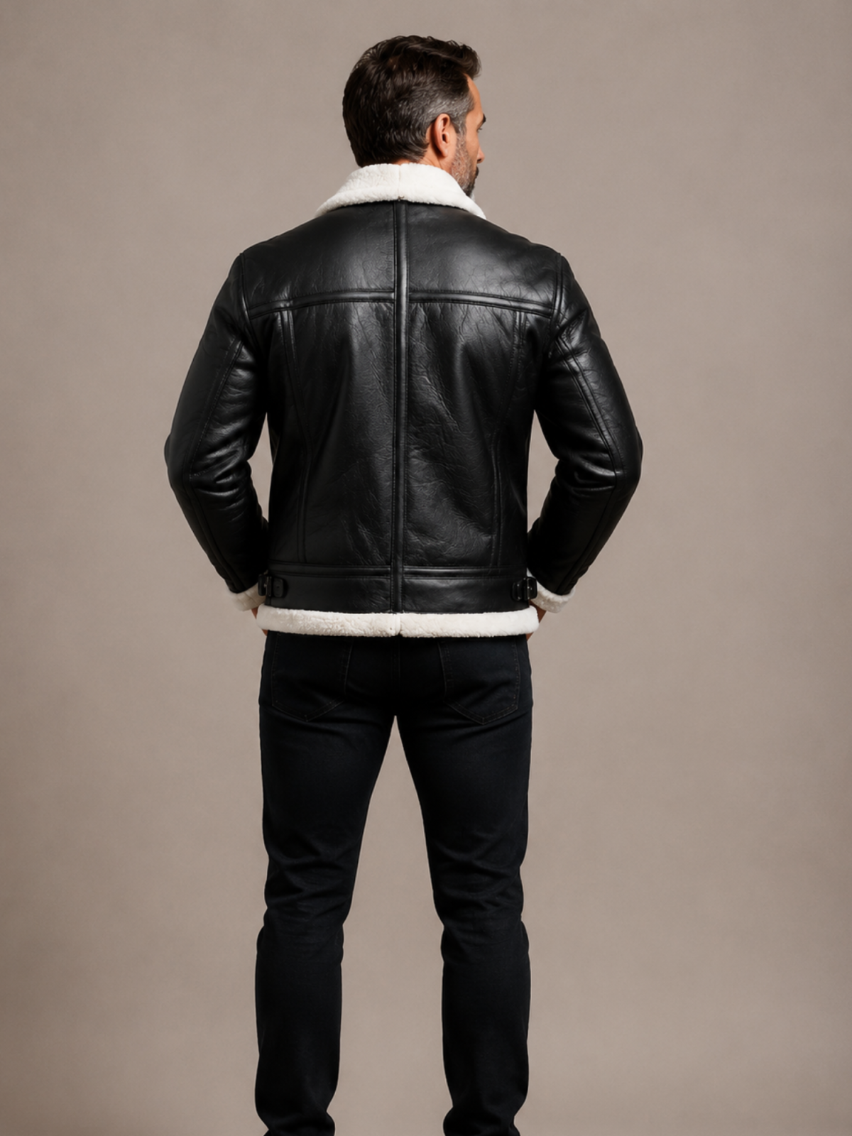 Men's RAF B3 Aviator Shearling Bomber Black Jacket