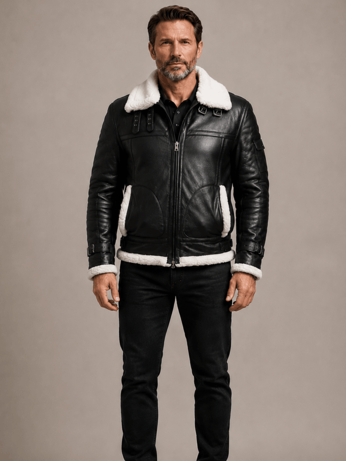 Men's RAF B3 Aviator Shearling Bomber Black Jacket