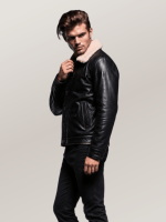 Men's Black Shearling Deck Leather Jacket