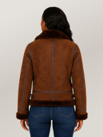Women's Brown B-3 Suede Bomber Leather Jacket