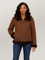 Women's Brown B-3 Suede Bomber Leather Jacket