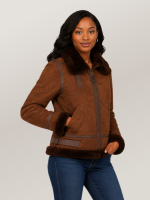 Women's Brown B-3 Suede Bomber Leather Jacket
