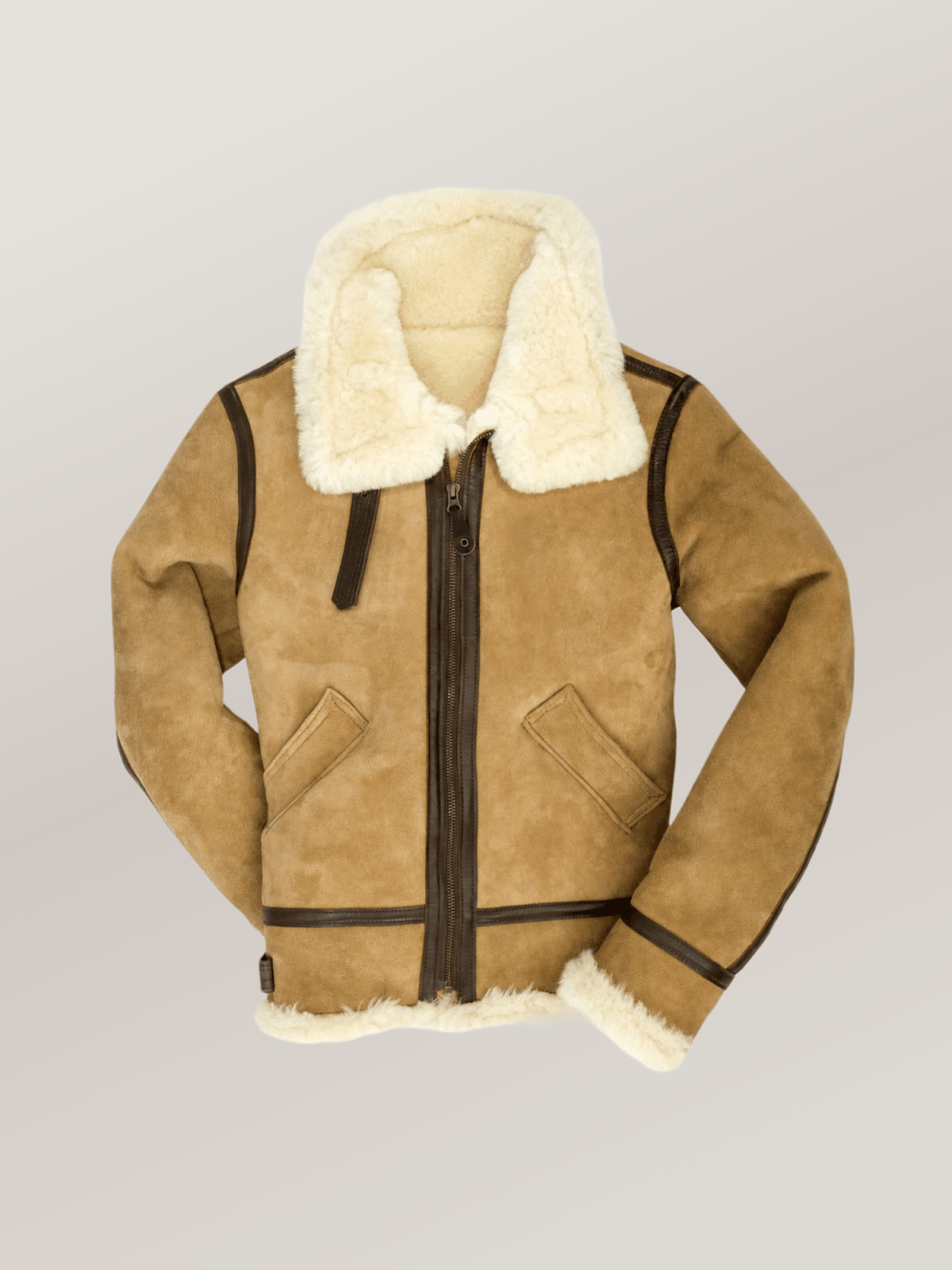 Women's Tan B-3 Suede Bomber Leather Jacket