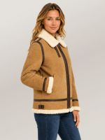 Women's Tan B-3 Suede Bomber Leather Jacket